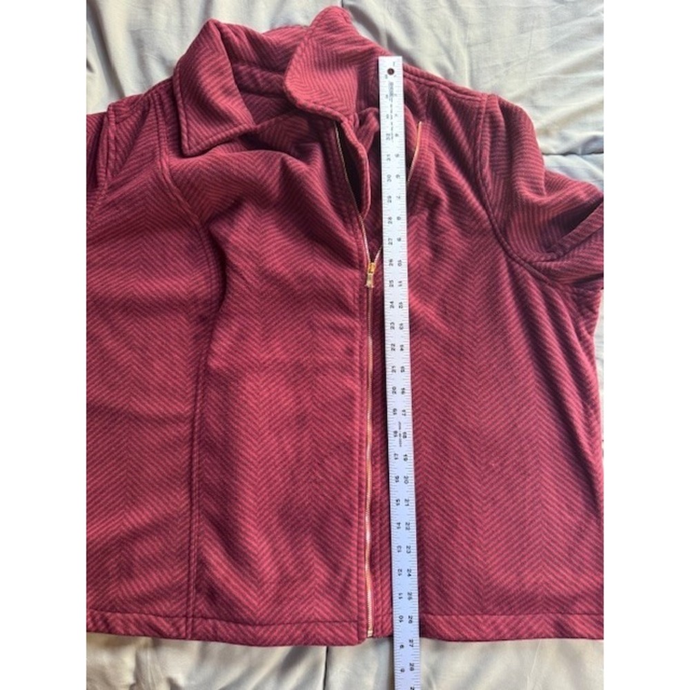 Isaac Mizrahi Live Full Zip Moto Fleece Jacket shirt 3X Burgundy Striped NWOT - Picture 14 of 14